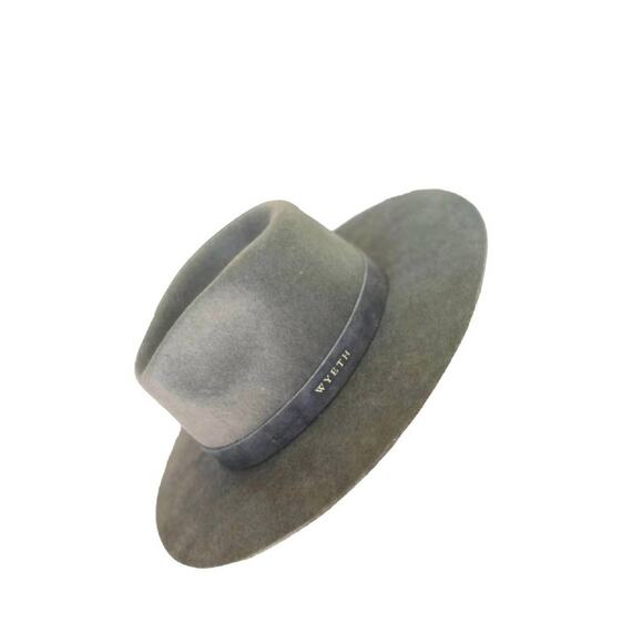 WYETH 100% Wool River Charcoal Grey Fedora Western Boho Hat Pinched Wide Brim Wyeth River Hat - Charcoal Grey Wool Hat - Wide-Brim Fedora  main image 4